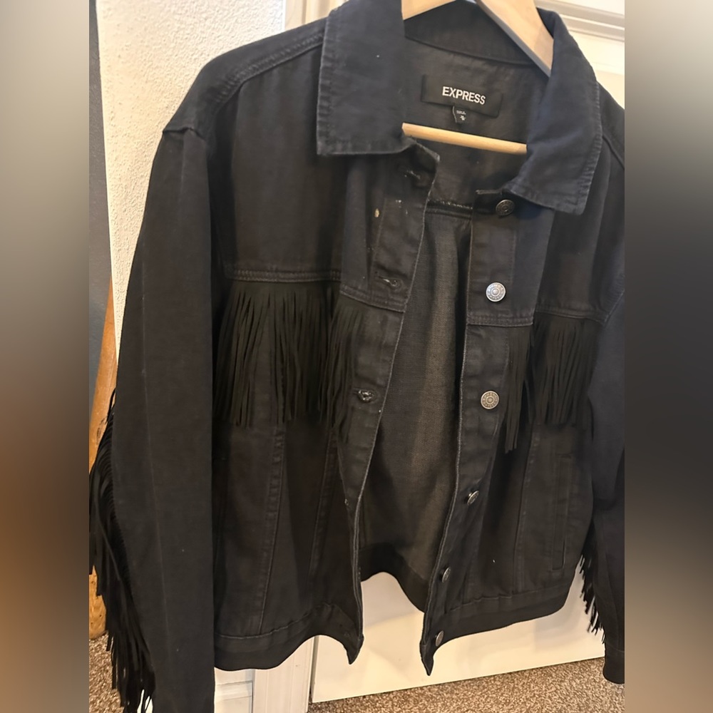 Denim fringe jacket